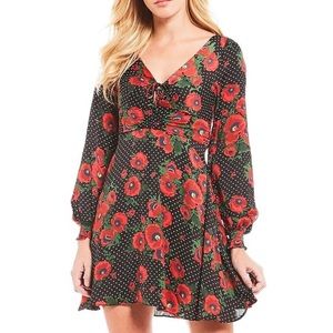 Free People Black & Red Floral Polka Dot Dress ❤️